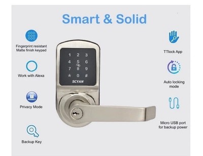 Smart Door Lock, Keyless Entry Door Lock, SCYAN x3 Handle Lock with Touchscre...