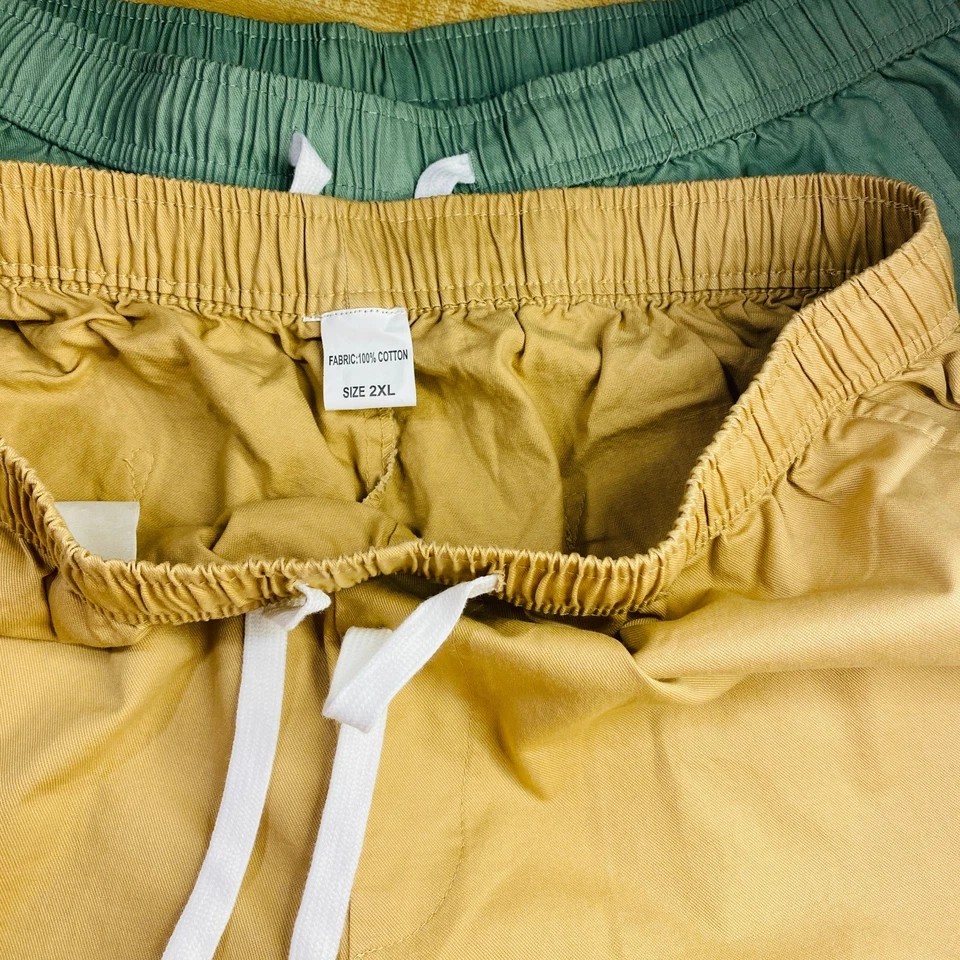 Pantalones Cortos Carga APTRO Para Hombre Cintura Elástica Cordón XXL Caqui Verde Oliva Foto 2 de 3