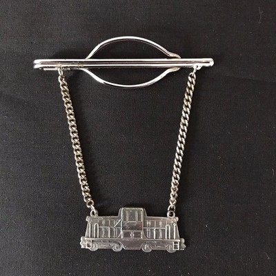 Vintage GE General Electric Lokomotiven Krawattenklammer Clip mit Kette