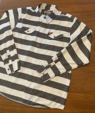 DIXXON Flannel The Tracker Shirt Mens 2XL Tall White Gray/Black Stripes Pockets