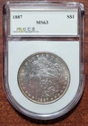 1887 Morgan Silver Dollar BU UNC in Scarce MCCS "Toilet Bowl" Slab Toilet Seat