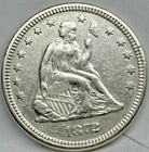 1872-P SEATED LIBERTY QUARTER, Philadelphia Mint, XF Range, Low Mintage 182,950