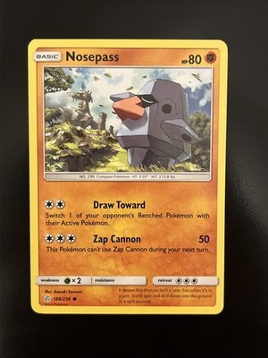 Pokémon TCG Nosepass Sun & Moon Cosmic Eclipse 106/236 Regular Common NM