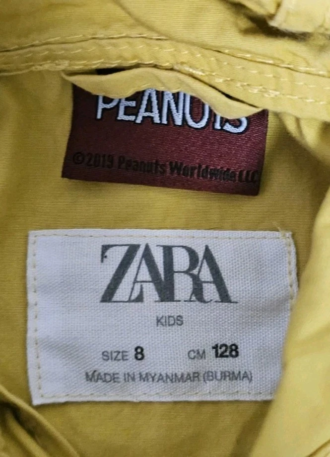 ZARA PEANUTS SNOOPY WOODSTOCK MUSTARD YELLOW JACKET COAT GIRL 8Y - Image 4 of 4