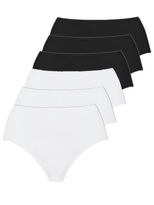 Nina von C. 6er Pack Hüftslip Fine Cotton | Glanzbund |38- 50  weiß und schwarz
