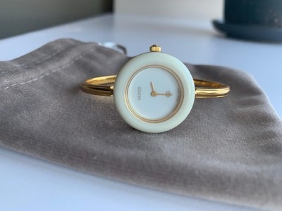 Rare Vintage GUCCI Change Bezel 1100-L Bangle Watch Quartz Gold