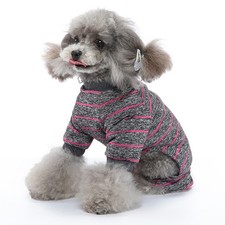 .Dog Striped Pajamas Thin Breathable 4 Legs Pet Pajamas Dog Apparels For Summer