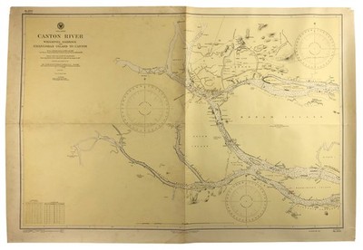 Old Map! Asia-China Canton River Whampoa Barrier Changshan Island 42 x 48''