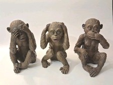 Juego de 3 Speak no Evil See No Evil Hear No Evil Monkies resina 8 a 9 pulgadas