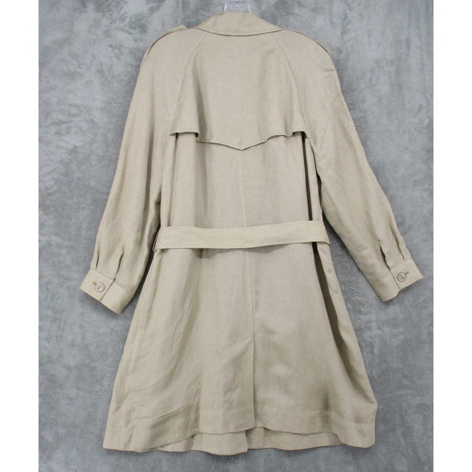 Classiques Entier Jacket Womens Large Beige Linen Blend Trench Coat Lightweight - Image 2 of 4