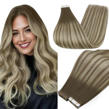 Remy Tape in Human Hair Extensions Color 7/1000/7 Balayage Blonde Tape in Extens