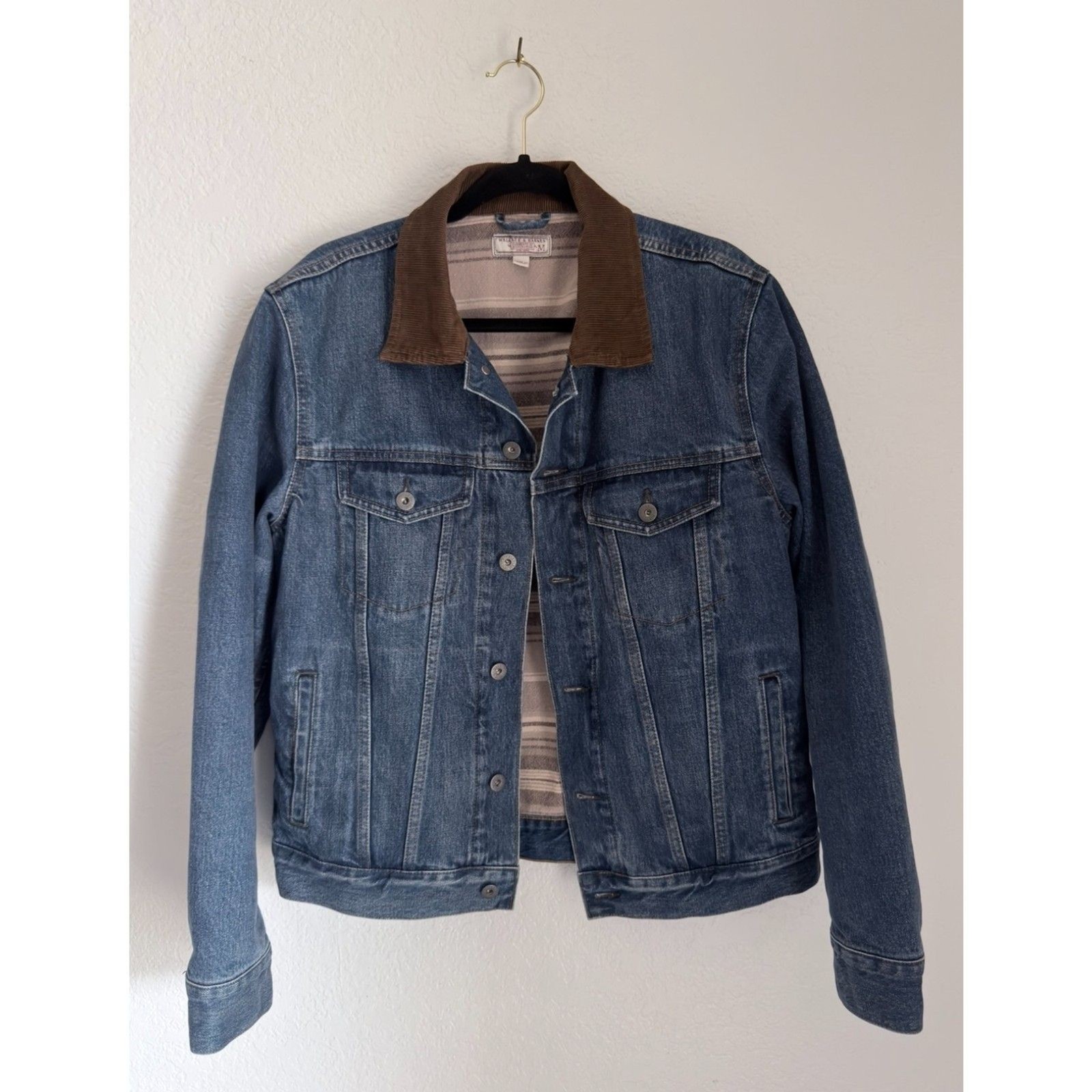 Wallace & Barnes Denim Trucker Jacket Corduroy Collar J.Crew Medium