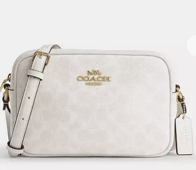 NWT White Chalk Coach Jamie Camera Bag In Signature Canvas