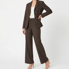 Conjunto Traje Blazer y Pantalón Tahari Marrón Talla 2 Marrón Chocolate Negocios