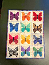 Hand Made Art Quilt / Wall Hanging "Butterflies " 13.5" x 18" Appliqued