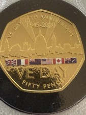 Gold Proof 50p Coin 8 Gram, commemorating the 75th Anniversary of VE Day 2020