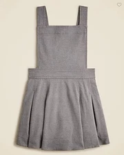 New Crewcuts Gray Pinafore Apron Dress Sz 12 Pleated Back Zip