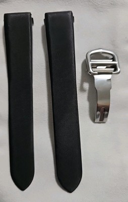 Cartier Watch Strap 15 mm Roadster Black Satin WITH Deployant Clasp SWISS MADE