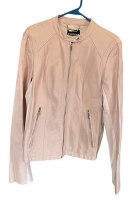 #ad Express Inc. Women’s Large Pink Faux Leather Mixed Media Jacket RN#55285 $20.00