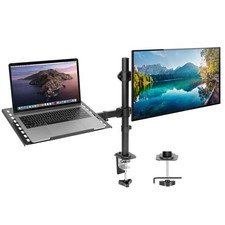 Mount-It Laptop Desk Mount with Monitor Arm  Dual and Stand Clamp Grommet