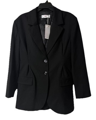 NWT Mango MNG Womens Two Button Lined Black Dress Blazer Jacket Size Medium