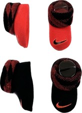 Nike Baby 2 Pk Black Orange Ankle Cotton Swoosh Logo Booties Sock Set Sz 0-6 MO