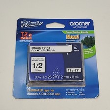 Genuine Brother TZe-231, 1/2" Black on White P-Touch TZ tape