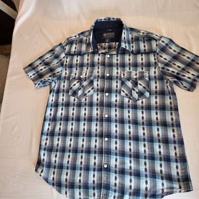 American Rag Button Up Shirt Men's X-Large Blue White Plaid 100% Cotton