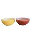 Fire King Set Of 2 Ankor Hocking 5” Chili Bowls Yellow Burnt Orange Vintage