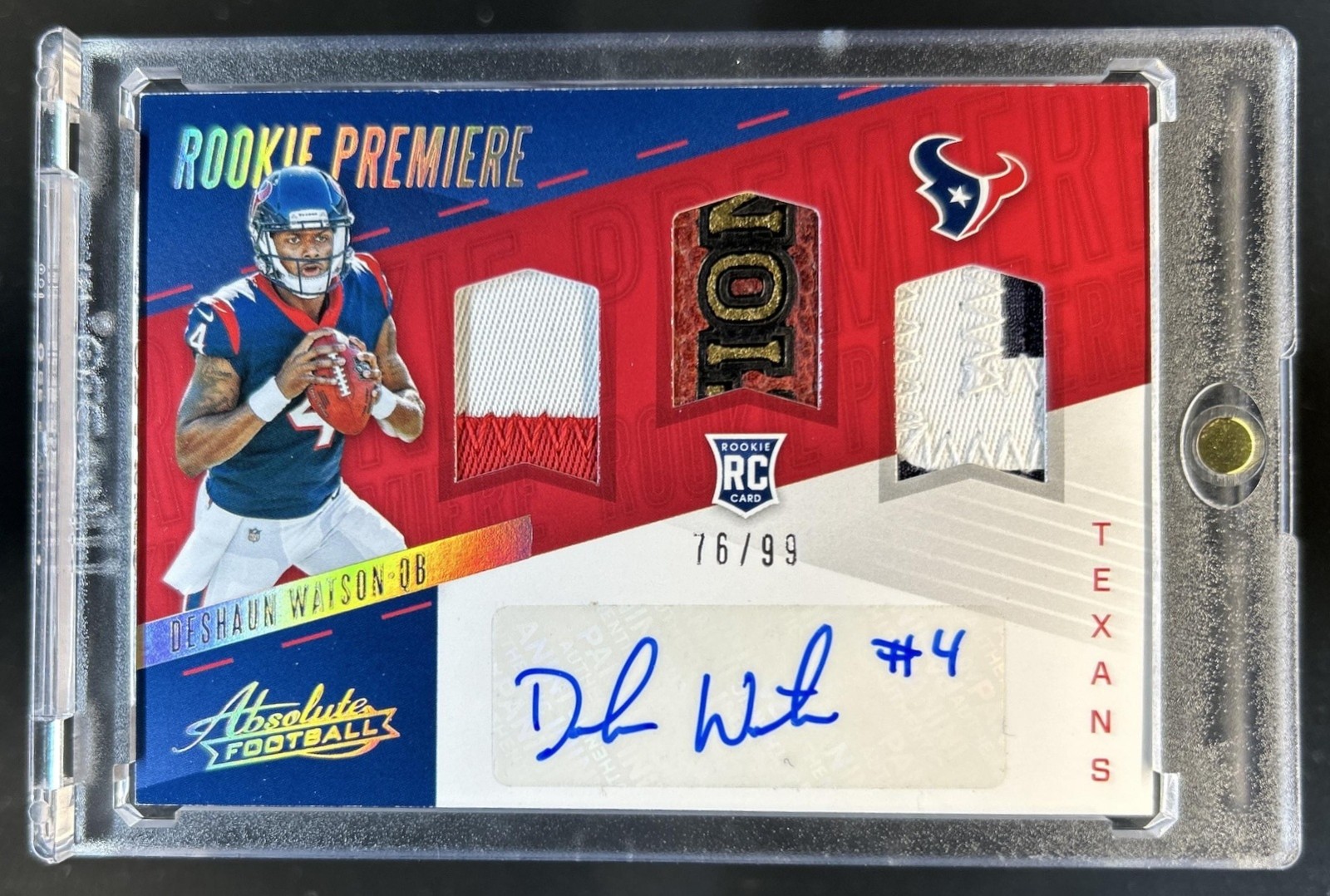 Deshaun Watson Panini Absolute Rookie Premiere Triple Material Autographs #239 Spectrum