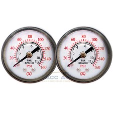 2 Pack 160 Psi Pressure Gauge Back Mount 18 Npt 1.5 Air Water Oil Gas