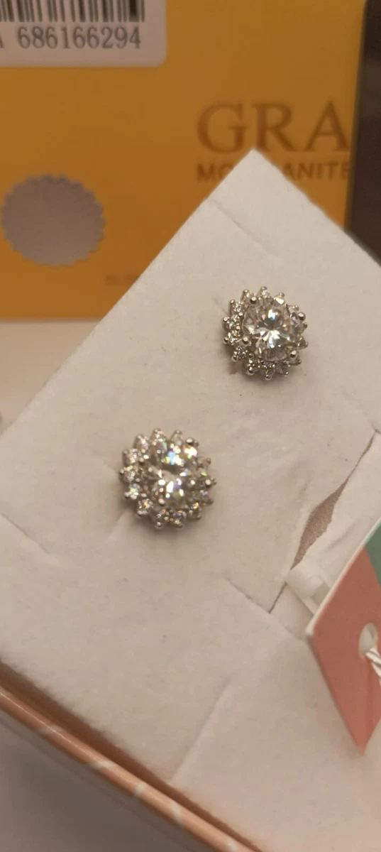 Orecchini A Cerchio In Argento Sterling 925 Con Moissanite E Placcato Oro Rosa - 1,7 Cm