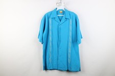 Vtg 70s Streetwear Mens Large Geometric Camp Collar Luau Hawaiian Button Shirt