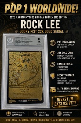POP 1 BGS 9 Rock Lee Loopy Fist 22K Gold Serial 0070/2000 Naruto Mythos 2nd