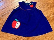 Youngland Vintage Navy Blue Corduroy Apple Appliqu  Dress Size 3T