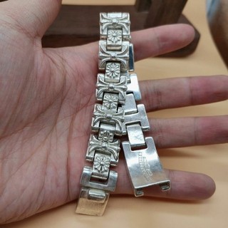 HEAVY & THICK ! MEN'S 925 sterling silver CURB WRAP BRACELET 140g