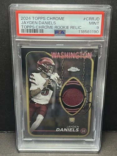 2024 Topps Chrome Jayden Daniels Patch Rookie Relic Commanders PSA 9 Mint