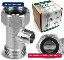 Bidet T Adapter, 15/16" x 15/16" x 9/16" 3 Way Brass Bidet Adapter for Toilet