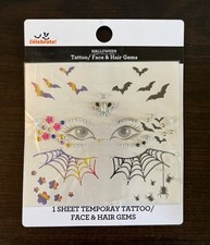 NIP Way To Celebrate Halloween Temporary Tattoo / Face  Hair Gems 1 Sheet