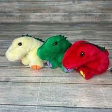 Puffkins Plush Drake Pickles Dinky Dinosaur Bean Bag Vintage