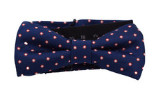 Vtg WEMBLEY Bow Tie - Adjustable 14.5" -20" - Navy Blue  White  Red Polka Dots