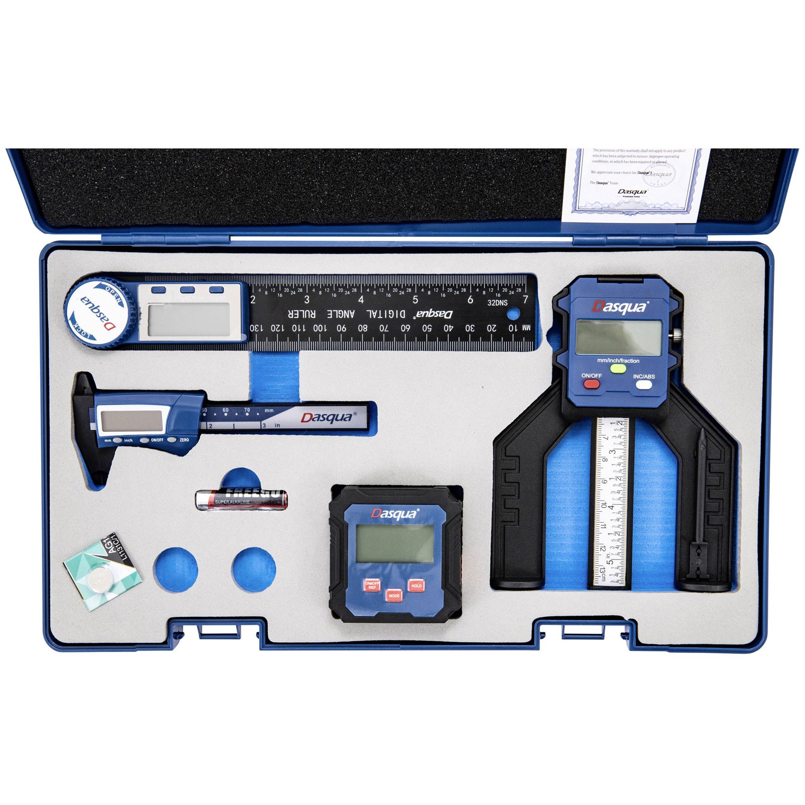 Dasqua Digital Measuring Set: Level Gauge Caliper Ruler