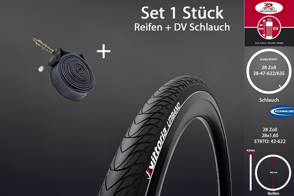 28 Zoll Fahrrad Reifen 28X1.60 Pannenschutz 42-622 Set Mit Schlauch Schwalbe DV-image