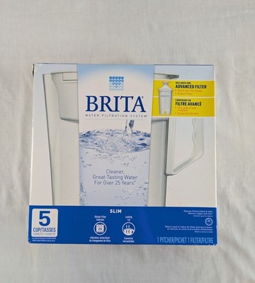 Brita Pitcher Water Filtration System 5 Cup Slim Model Filter Included New Open