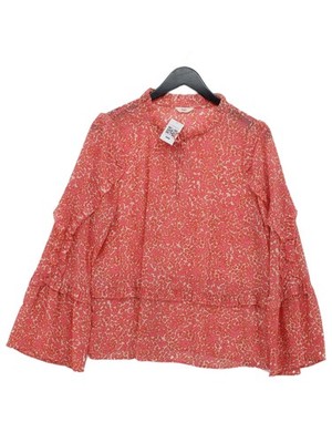 Hush Damen Bluse L rosa geblümt 100% Polyester Langarm Kragen Basic