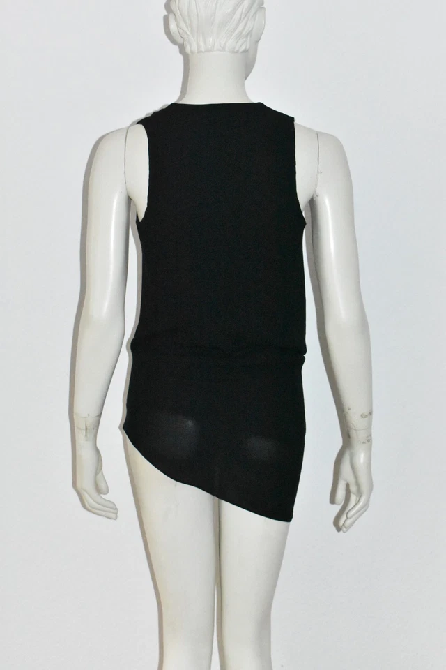 HELMUT LANG 🤍 Party Shirt Bluse asymmetrischer Schnitt Schwarz Seide - 34 - Bild 3 von 4