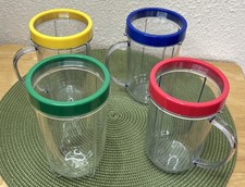 Magic Bullet Replacement Cups Lot Of 4 With Color Rings