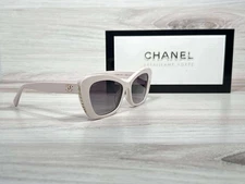 Chanel 5481 Cat Eye Pearl Sunglasses White & Gold 1255/S6 - Ships Now!