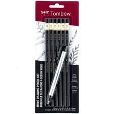 Tombow 61002 Mono Drawing Pencil, Combo Pack with Zero Eraser, Graphite 6-Pack,