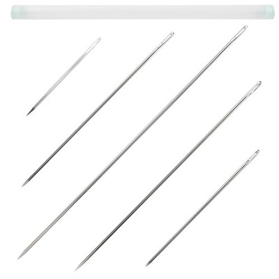 PCS Professional Upholstery Needles 4-12 Large Eye with Storage Tube